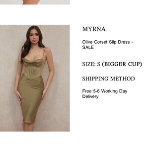 House of CB Olive Corset Slip Midi Dress